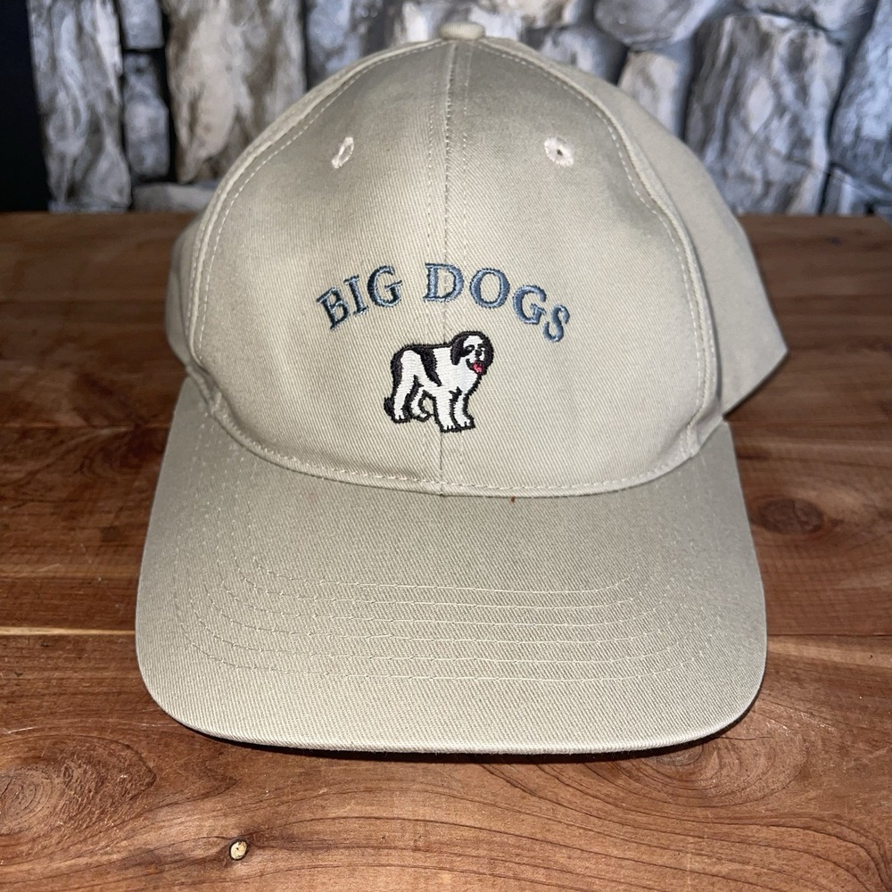 Vintage Big Dogs Hat Strapback Khaki 1990s Cap Retro Cotton Embroidered